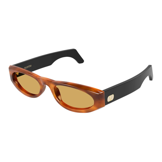 Occhiali da sole Valentino VG0007S 002 Black Havana Brown ovali -laterale
