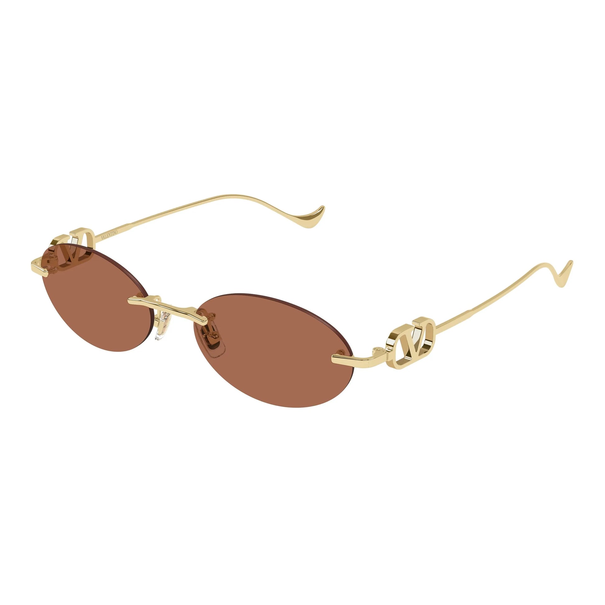Occhiali da sole Valentino VG0032S 002 Gold Brown ovali -laterale